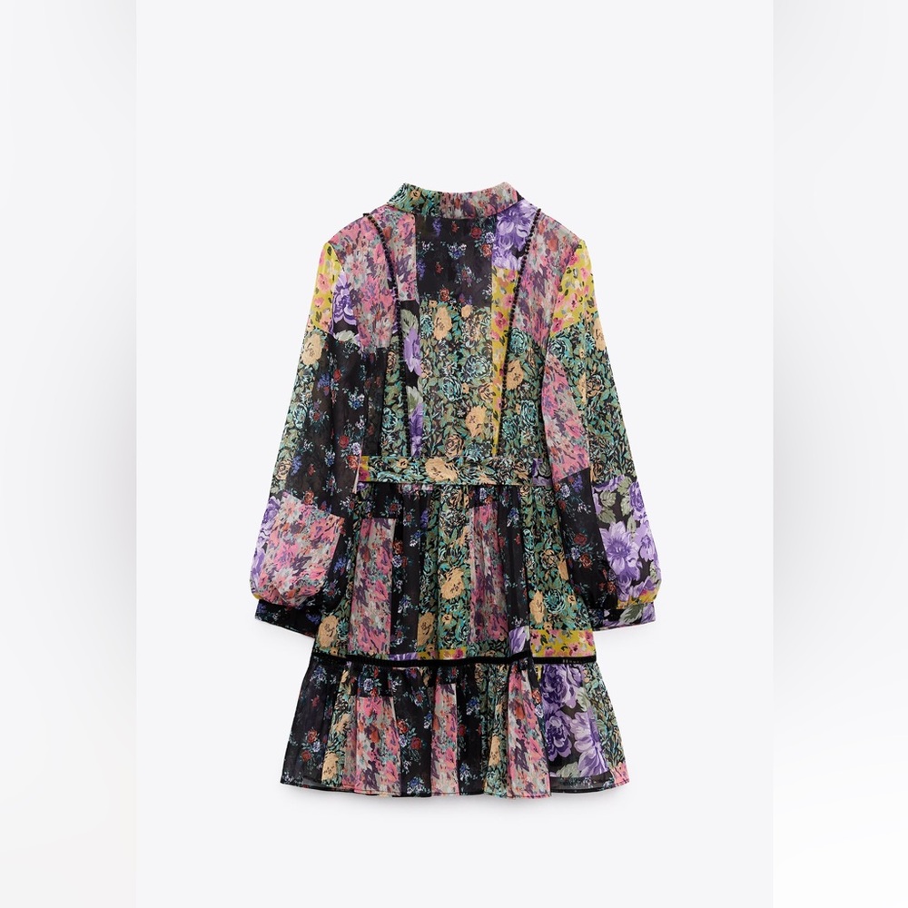 ZARA PRINTED RUFFLED SHORT DRESS - Picture 6 of 8